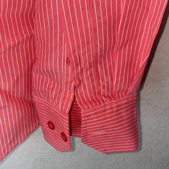Bugatchi Uomo Men stripe Dress Long Sleeve button large Shirt red classic - Picture 7 of 7